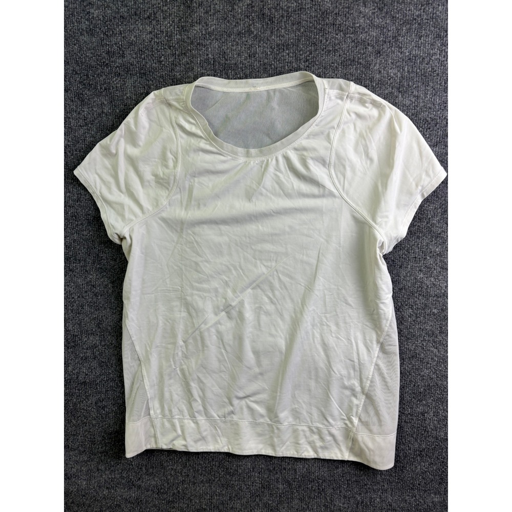 Lululemon Short Sleeve Top Womens 8 White Mesh Back Athletic Training Shirt